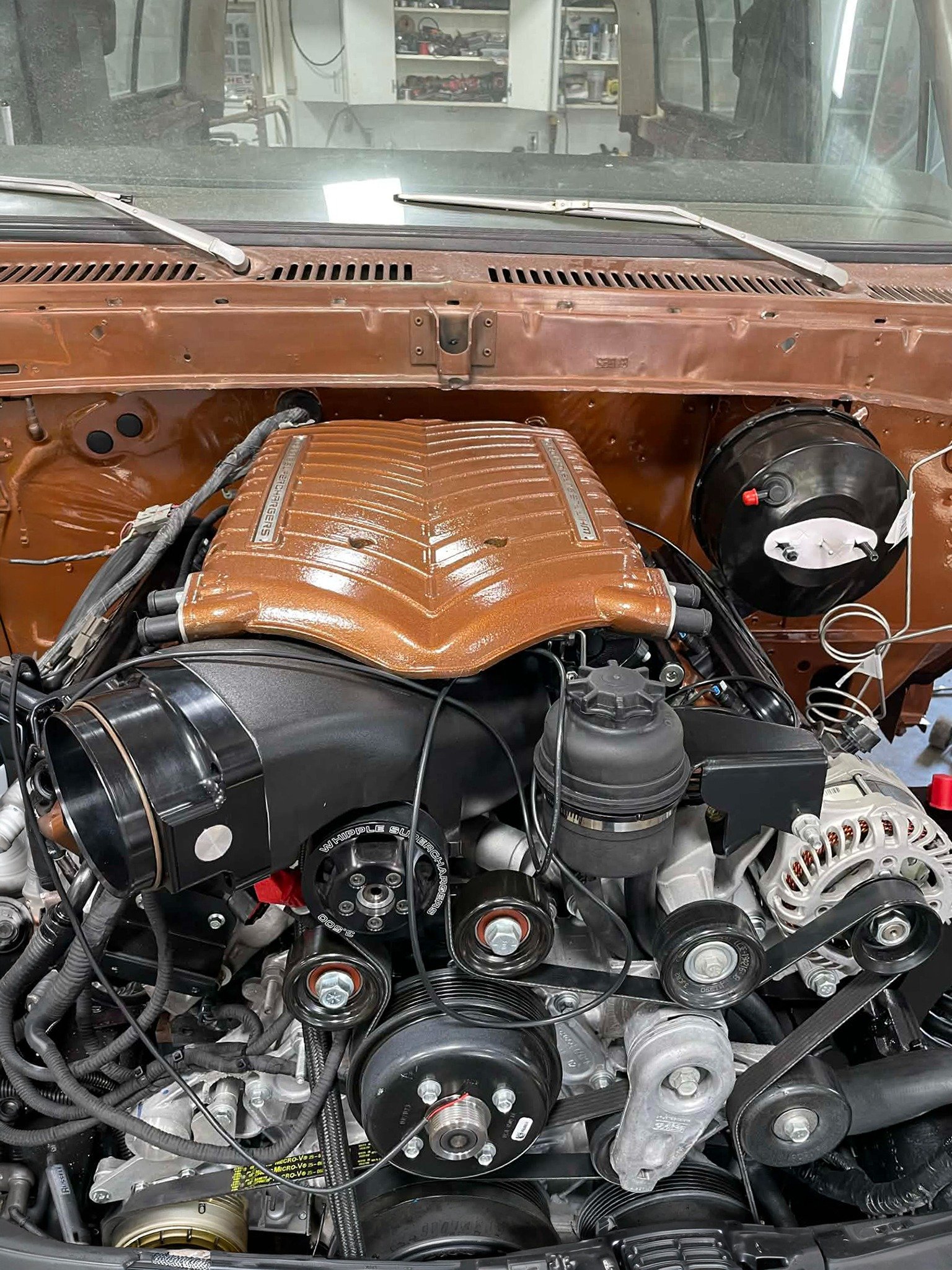 Bronze-finished custom engine installation