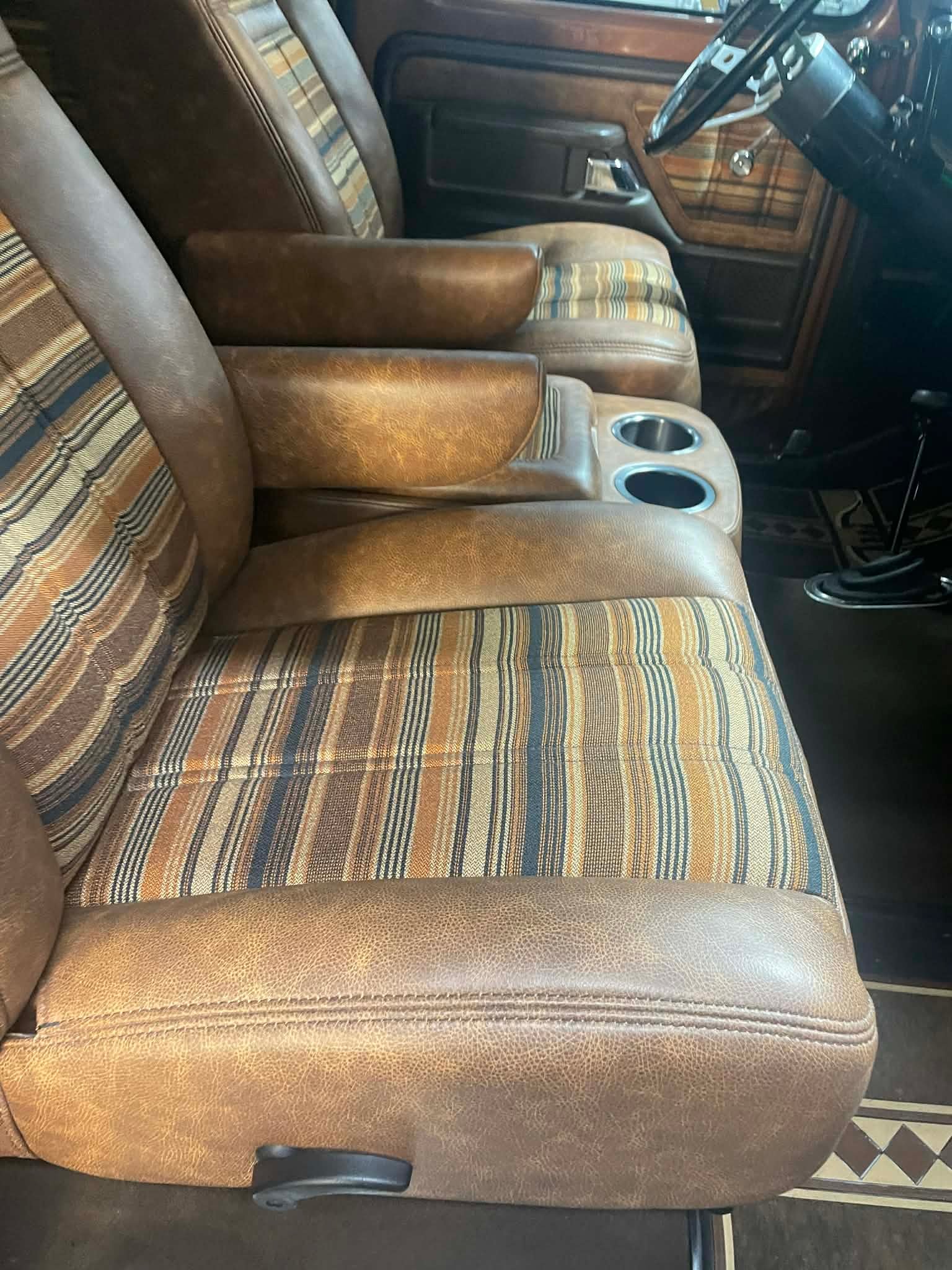 Custom brown and striped Ford interior