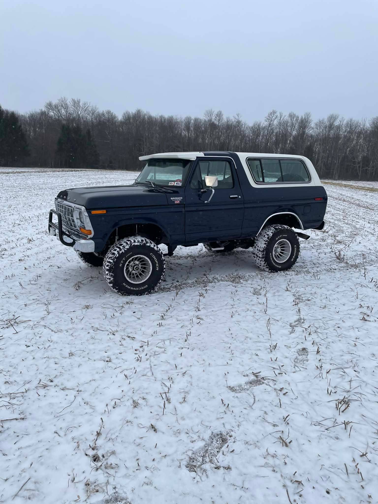 Matko Motors Bronco build in a snow field